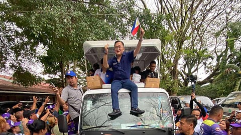 Go Bong Go in Laguna Reelectionist Senator Bong Go joins the motorcade of his fellow former President Rodrigo Duterte-backed senatorial bets in a Calamba, Laguna sortie yesterday. The people of Laguna warmly and happily welcomed Mr. Malasakit Senator Bong Go, the adopted son of CALABARZON.