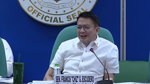 Senator Francis 'Chiz' Escudero during the Senate Committee on Environment, Natural Resources, and Climate Change hearing on Monday, 3 March 2025.