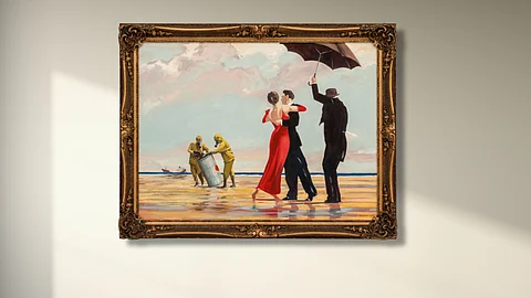 Banksy's ‘Crude Oil (Vettriano)’—a striking twist on a classic—now framed in history after its £4.3M Sotheby’s sale.