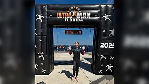 Jennifer Uy beams with pride after conquering the opening swim leg of the Ultraman Florida last month.