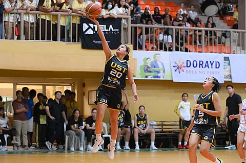 Karylle Sierba spearheads UST’s 50-point domination of Cavite-TOL, 96-46, to inch closer to the playoffs of the 2025 WMPBL Invitational Tournament late Wednesday at the Divine Light Academy Gym in Las Piñas City.