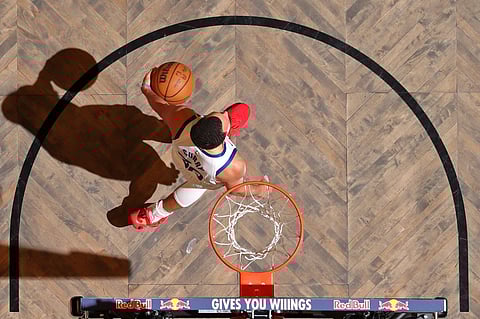 Stephen Curry #30 of the Golden State Warriors looks on during the game against the Brooklyn Nets on 6 March 2025 at Barclays Center in Brooklyn, New York.FP
