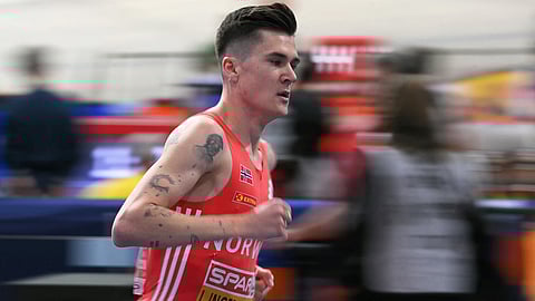 Jakob Ingebrigtsen asserts his dominance en route to winning his sixth indoor gold medal in the 1500-meter run of the 2025 European Athletics Championship in the Netherlands.