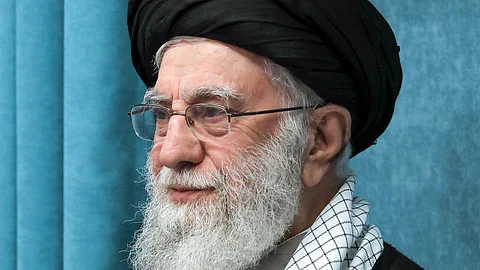 A handout picture from Khamenei's office shows him at a meeting with goverment officials in Tehran