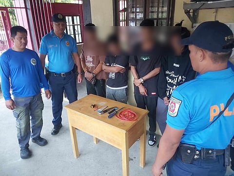 Police officers from Palayan City Police Station nab four individuals for allegedly trying to steal a cow.