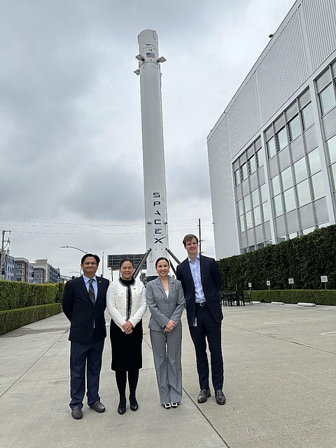 Photo shows (from L to R) Trade Commissioner Eric Elnar, DTI Assistant Secretary Nylah Rizza Bautista, DTI Secretary Ma. Cristina Aldeguer-Roque and Oliver Edelmann, manager for Global Government Affairs of SpaceX, taken after their meeting last 5 March at the SpaceX's Starlink Headquarters in Hawthorne, California.