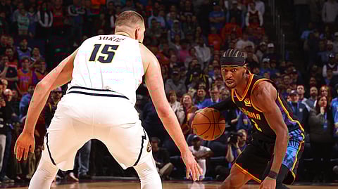 SHAI Gilgeous-Alexander of the Oklahoma City Thunder carves a 40-point masterpiece against Nikola Jokic and the Denver Nuggets to book a 127-103 victory in the NBA.