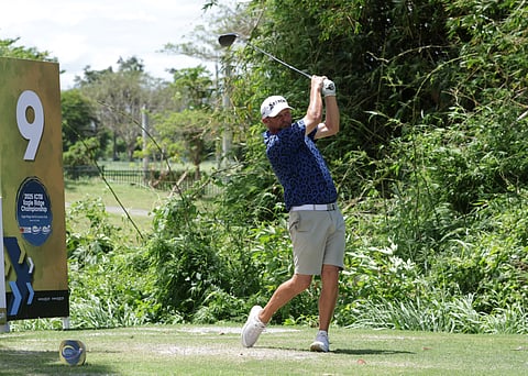 Guido van der Valk puts up a strong stand in carding a 69 to gain the lead in the second round of the ICTSI Eagle Ridge Championship on Tuesday.