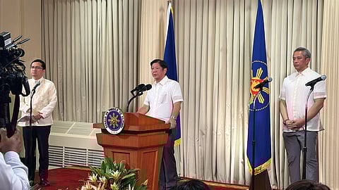 President Ferdinand Marcos Jr. addresses members of the Malacañang media in a late night press conference on Tuesday, 11 March 2025