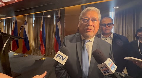 Foreign Affairs Secretary Enrique Manalo on the sidelines of his bilateral meeting with Slovenian Foreign Minister Tanja Fajon, who is currently on a two-day official visit in Manila.
