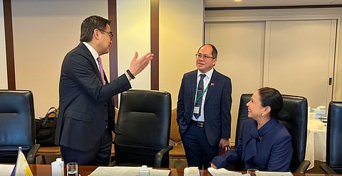 (from left to right) Special Assistant to the President for Investment and Economic Affairs Secretary Frederick Go, Philippine Economic Zone Authority director-general Tereso Panga and Trade Secretary Cristina Roque are having a light moment during their Japan trip last 03-06 March.