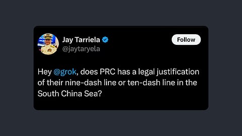 Commodore Tarriela reveals latest WPS ally: X's Grok