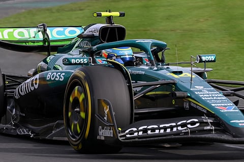 Aston Martin's Spanish driver Fernando Alonso drives during the second practice session of the Formula One Australian Grand Prix at the Albert Park Circuit in Melbourne on 14 March 2025.