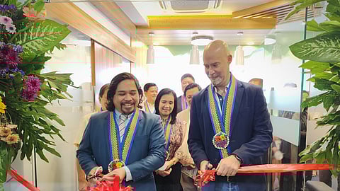 Aurora Pacific Economic Zone and Freeport Authority president and CEO Gil G. Taway IV (left) and Singapore-based Pacific Impact managing director James Timko led the inauguration of APECOs new satellite office.