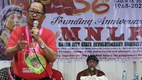 Ranque adressing MNLF field commanders during 56th founding anniversary in Davao City, 18 March 2024.