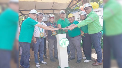 Shining a light on darknes At the ceremonial switch-on of the Negros Power Electrification Program in Purok Sunflower, Barangay Binubuhan, Bago City, Negros Occidental province were (from left) project manager Engr. Leomel Tambanillo, Bago City Vice Mayor Ramon Torres, Mayor Nicholas Yulo, punong barangay of Barangay Binubuhan Remy Jalea, Negros Power president Roel Castro, VP for Customer Care Maricel Pe and COO Engr. Bailey del Castillo.