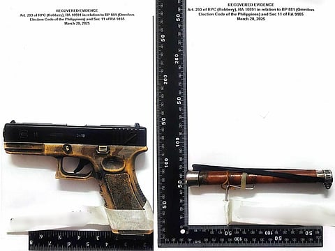 The recovered Glock 18 and Pen Gun from alias "Angelito" and "Bryan Dave"