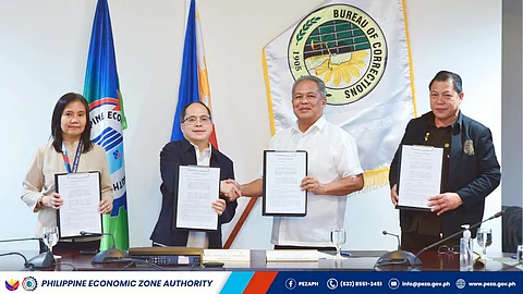 Biggest ever The Philippine Economic Zone Authority and the Bureau of Corrections signed a memorandum of agreement for the development of the first mega ecozone in the country. An initial area of more than 2,000 hectares of the Iwahig Prison and Penal Farm in Puerto Princesa, Palawan was allocated for the Palawan Mega Economic Zone. At the signing of the MoA for the Palawan Mega Economic Zone were (from left) PEZA Acting Deputy Director General for Policy and Planning Anidelle Joy Alguso, Director General Tereso Panga, BuCor Director General Gregorio Pio Catapang Jr. and CCSupt. Melencio Faustino.