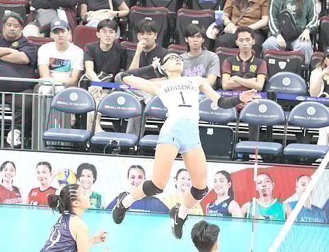 Shaina Nitura rises to the occasion again for Adamson University which crushed UE, -20, 25-12, 25-21, to at the start of the second round of the University Athletic Association of the Philippines Season 87 Women’s volleyball tournament on Saturday at the Mall of Asia Arena.