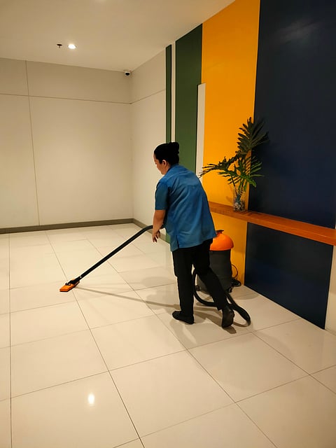 Marissa Basa during housekeeping duty at the Park Inn in Quezon City.