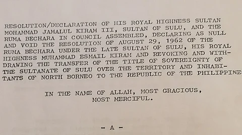 Resolution of the Sultanate of Sulu revoking transfer of sovereignty the Republic of the Philippines.