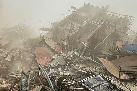 A collapsed building in Mandalay, Myanmar, after the earthquake