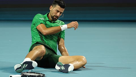 Novak Djokovic, beaten by Czech Jakub Mensik in the Miami Open final, refused to discuss the impact of an apparent eye infection or the nearly six hour delay to the match.