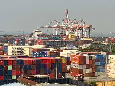 Cargo piles up at the Manila International Container Port in Port Area, Manila.