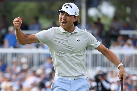 MIN Woo Lee roars after overcoming Scottie Scheffler to win his first PGA title in the Houston Open.