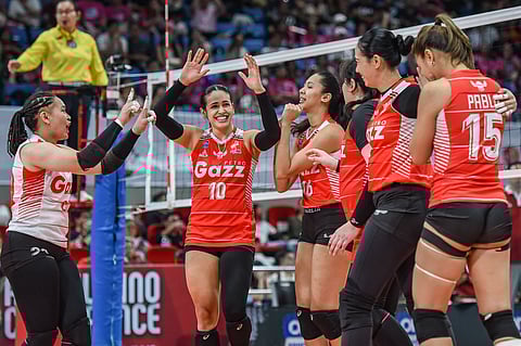 Petro Gazz weathers a tough challenge put up by Choco Mucho in a 24-26, 25-18, 25-17, 27-25, PVL All-Filipino Conference semifinals win Tuesday at the Philsports Arena in Pasig City.