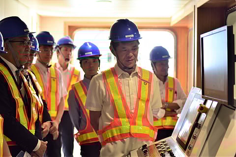 Ambassador Endo Kazuya (sixth from left) of Japan attended the commissioning of the submarine cable maintenance vessel, the VEGA II last 27 March at the Port of Manila.