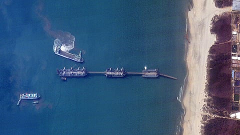 Vast Chinese barges spotted off the country's south coast could be used to land heavy equipment and thousands of personnel in a possible invasion of Taiwan, experts say