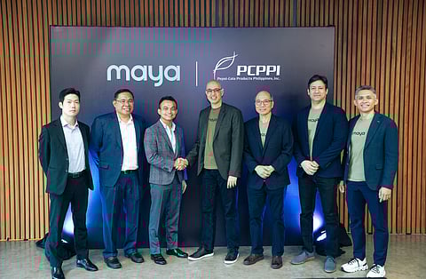 Payments and loans were made swift to over 200,000 retailers through a deal signed among (from left) PCPPI chief strategy officer Danny Kim, PCPPI chief finance officer Elmer Yanga, PCPPI president and chief executive officer Phyo Phyu Noe, Maya Group president and Maya Bank co-founder Shailesh Baidwan, Maya Group chief executive officer and Maya Bank co-founder Orlando Vea, Maya Group chief commercial officer Khurram Malik and Maya Bank president Angelo Madrid.