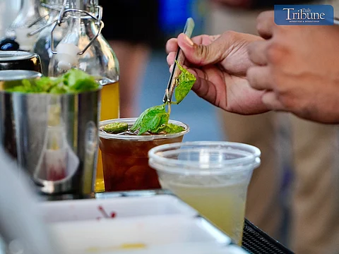 Cocktails were prepared on the spot for visitors and guests of the Booze & Wine Festival.