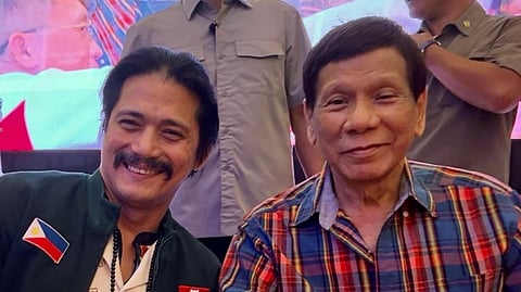 Senator Christopher "Bong" Go with Senator Robin Padilla and former president Rodrigo Roa Duterte during the PDP National Campaign Coordination Meeting in Davao City.