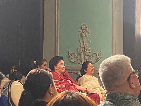 First Lady Liza Araneta-Marcos and former first lady Imelda Marcos at the Golderberg Mansion.