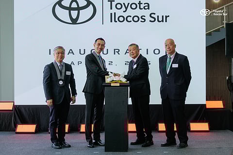 EXECUTIVES from Toyota Motor Philippines and Toyota Dagupan City Inc. mark the official opening of the new Toyota Ilocos Sur dealership in Candon City. Shown are: (from left) TMP executive vice president of Marketing Division Jose Maria Atienza, TMP president Masando Hashimoto, Toyota Dagupan Group chairman Juanito Ong Jr., and Toyota Dagupan Group president Rene So.