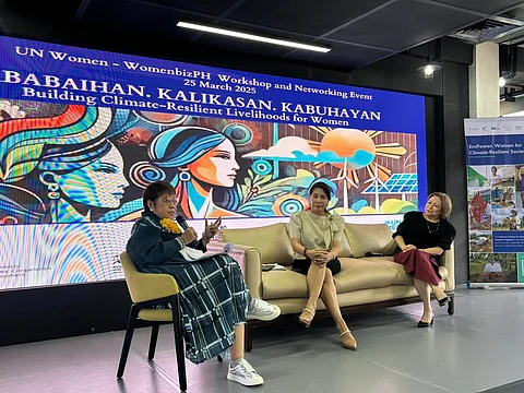 ATTY. Lorna Kapunan (left) speaks during the panel discussion of the multisectoral workshop with the theme ‘Kababaihan, Kalikasan, Kabuhayan — Building Climate-Resilient Livelihoods for Women.’
