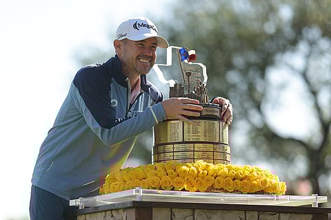 BRIAN Harman smiles after emerging with a three-stroke lead to win the PGA Tour Texas Open in San Antonio on Sunday.