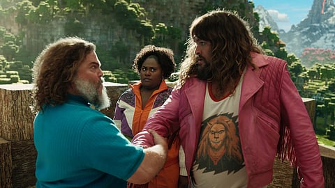 (From left) Jack Black, Danielle Brooks and Jason Momoa in ‘A Minecraft Movie.’