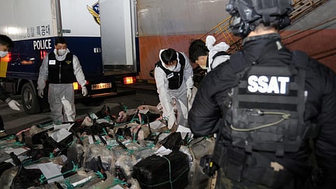 South Korea seized two tons of cocaine hidden aboard a Norwegian-flagged vessel, authorities told AFP on Friday, the country's largest drug bust to date