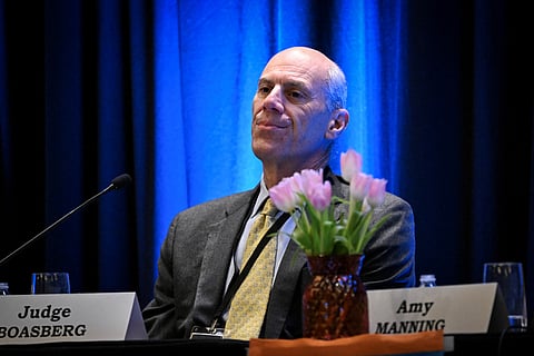 James Boasberg, chief judge of the US District Court for the District of Columbia, attends a panel discussion at the annual American Board Association (ABA) Spring Antitrust Meeting at the Marriott Marquis in Washington, DC, on 2 April, 2025. Boasberg issued an injunction barring further flights of deportees under the Alien Enemies Act after two planeloads of Venezuelan migrants were sent to El Salvador on 15 March.