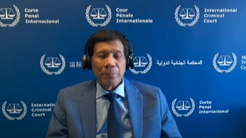 (FILE PHOTO) Former president Rodrigo Roa Duterte at the International Criminal Court (ICC)