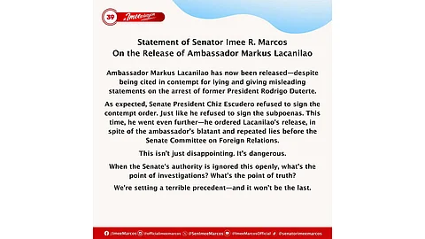 Escudero refused to sign contempt order vs. Lacanilao — Imee