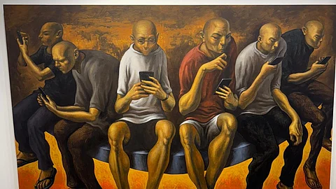 ‘Social Network,’ 2025, acrylic on canvas 182.88 x 304.8 cm_ 6 x 10 ft.