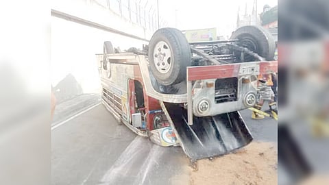 The ill-fated passenger jeepney — which turned turtle along Commonwealth Avenue in Quezon City — left two dead in the accident which involved multiple vehicles on Sunday morning.