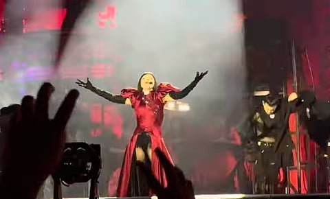 Lady Gaga performing at Coachella, 11 April 2025