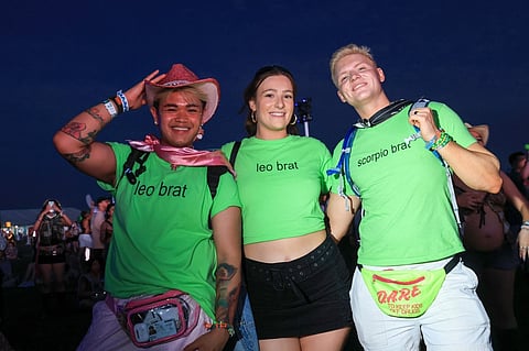 fans on British singer-songwriter Charli XCX enjoy her performance during the 2025 Coachella Valley Music and Arts Festival at Empire Polo Club on 12 April 2025 in Indio, California.