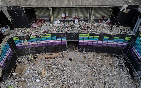 This aerial view shows the cleaned area of the roof collapse at the Jet Set nightclub in Santo Domingo on April 2025. Grief-stricken Dominicans began holding funerals for loved ones who were among at least 220 people killed in a nightclub rooftop collapse, even as dozens remained unaccounted for.