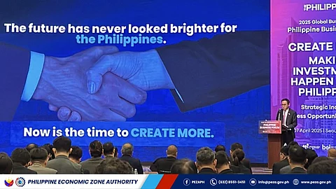 Special Assistant to the President for Investment and Economic Affairs Secretary Frederick Go entices South Korean investors during his presentation on CREATE More in Seoul.